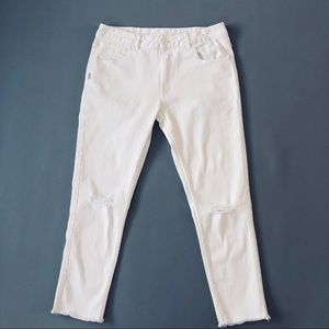 White High Rise Ankle Jeans